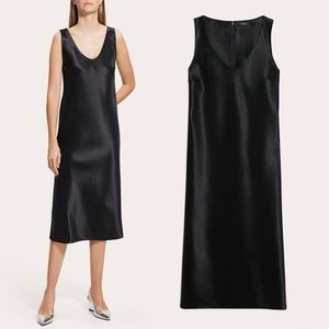 Theory Tank Dress in Bonded Satin Black Size 8